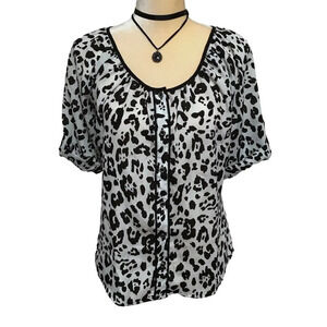 Express Black and White Leopard Print Blouse S